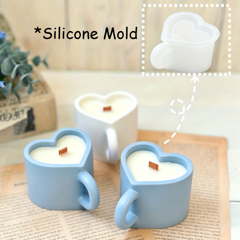 Soap Making Jug - Heart Shaped Teacup Silicone Mold Reusable