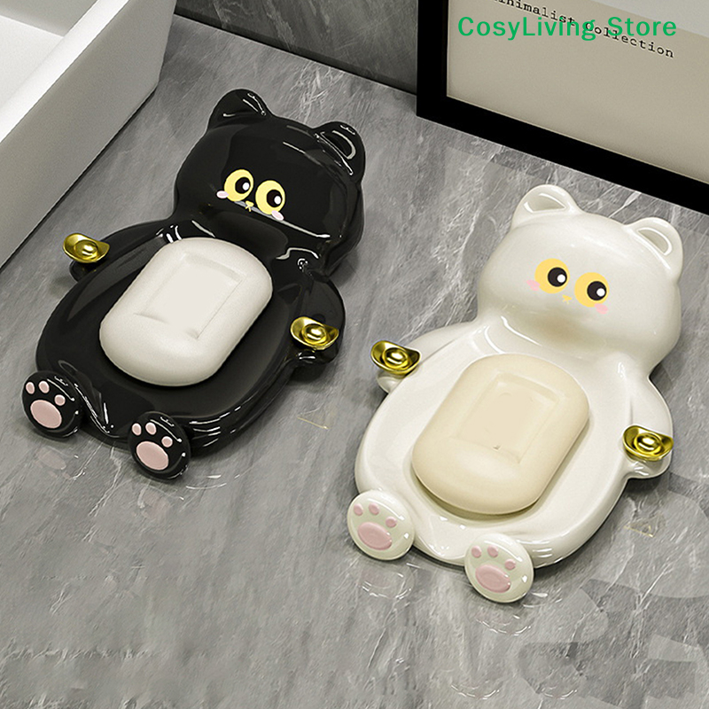 [CL]1Pcs Cute Cat Soap Dish Cr - Soap Making Box บทวิจารณ์และราคา