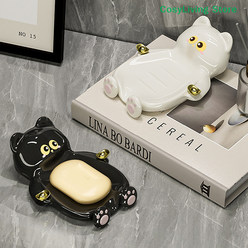 [CL]1Pcs Cute Cat Soap Dish Cr - Soap Making Box บทวิจารณ์และราคา