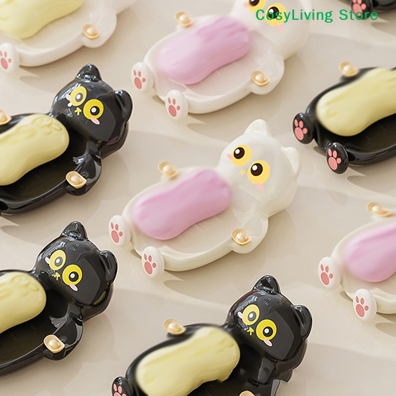 [CL]1Pcs Cute Cat Soap Dish Cr - Soap Making Box บทวิจารณ์และราคา